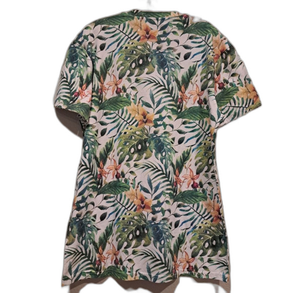 YR Young & Reckless Tropical Plants Monstera leafy all over print t-shirt sz XL - Picture 5 of 8